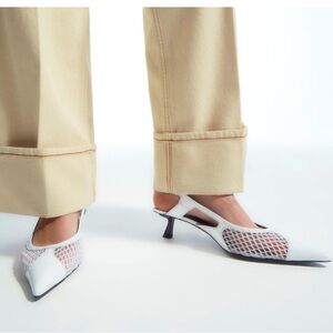 COS POINTED MESH SLINGBACK KITTEN HEELS size 38